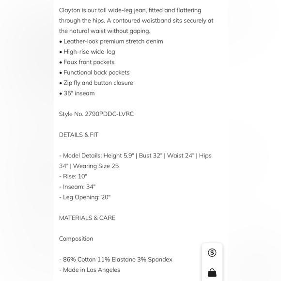 L’AGENCE Clayton Coated Wide Leg Jean - Picture 2 of 3